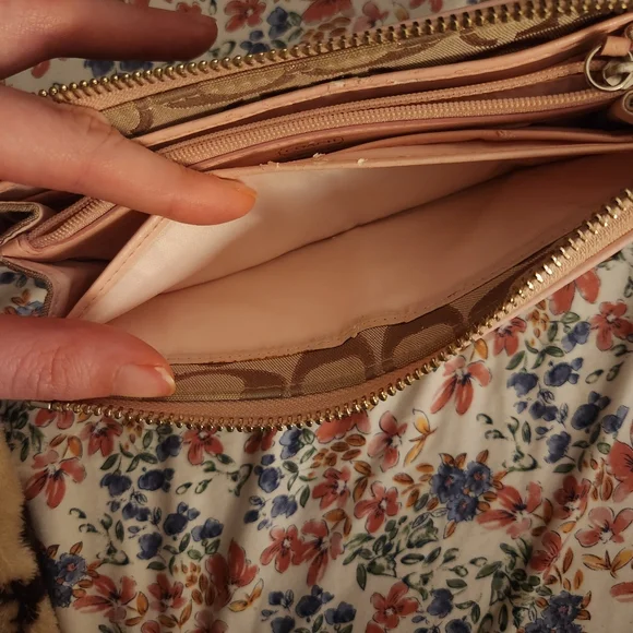 Coach Signature Canvas Zip-Around Wallet – Light Pink Trim - Picture 11 of 16